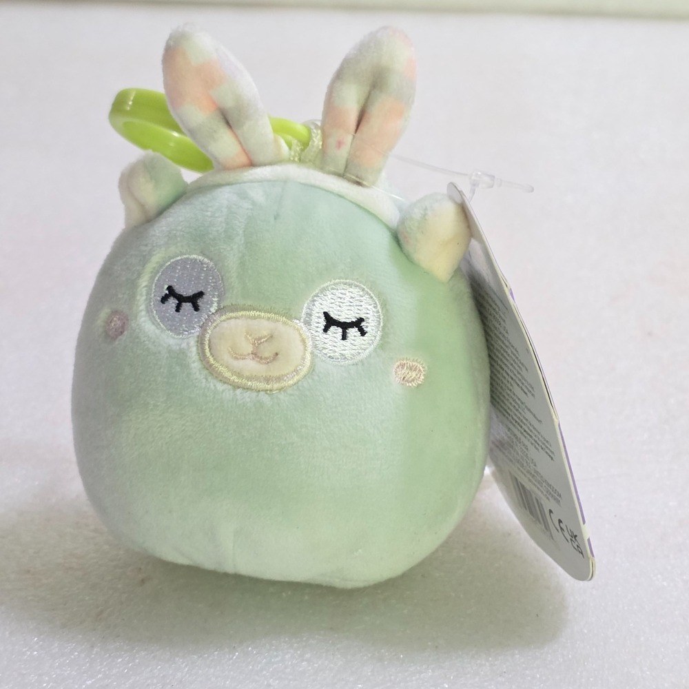 Squishmallows Miley Pastel Green Easter Bunny Keychain Clip New Mini 4"